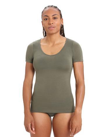 Loden Icebreaker Merino Siren Short Sleeve Sweetheart Top Women's Underwear | AU 1682BEXC